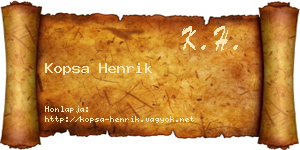 Kopsa Henrik névjegykártya